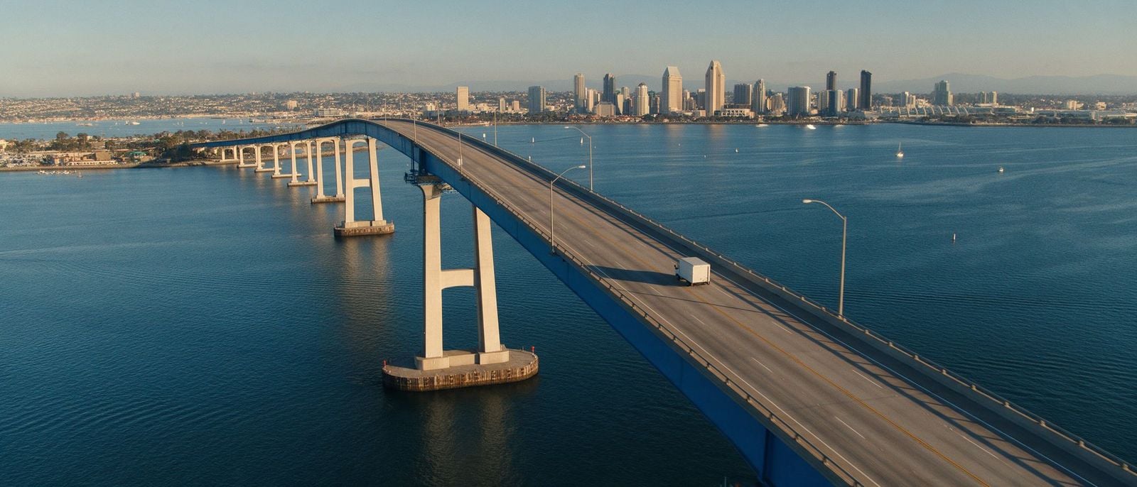 Moving truck crossing the Coronado Bridge