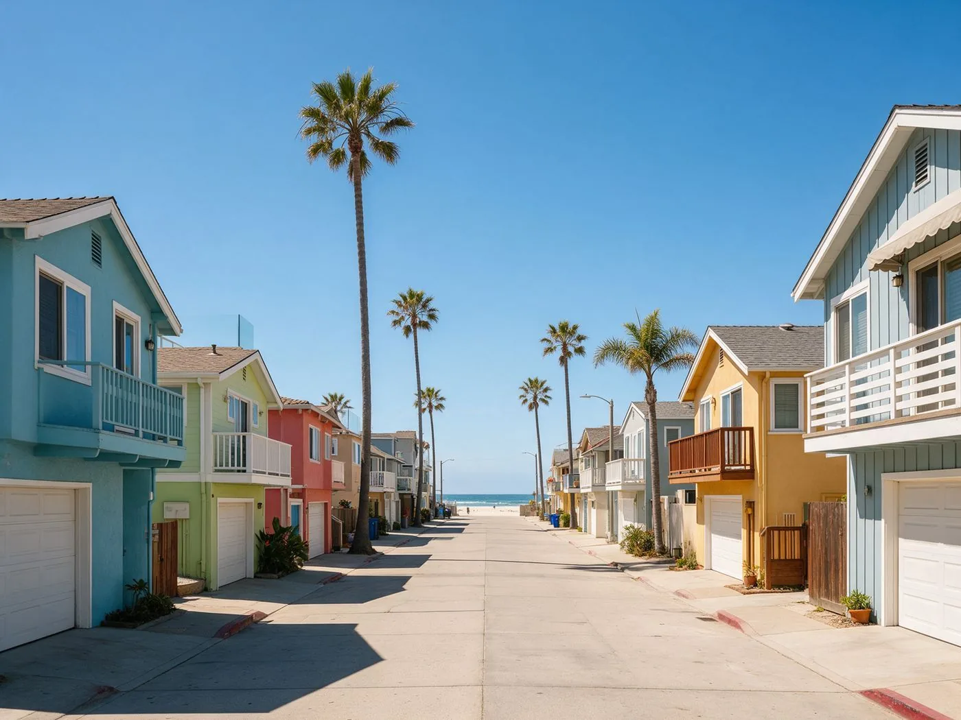 Sunny coastal street in San Diego